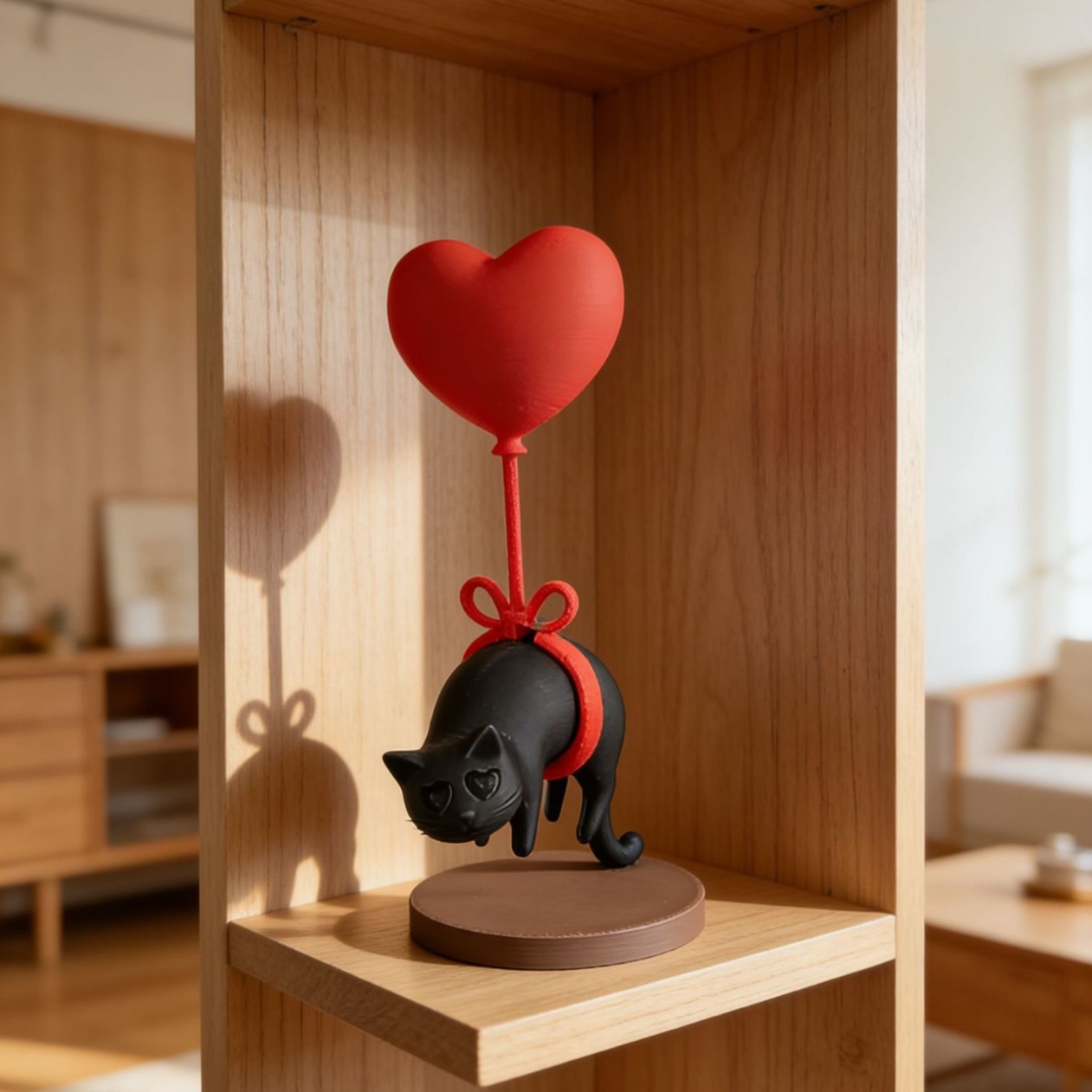 3D Printing House - Floating Cat w/ Heart Balloon 3D