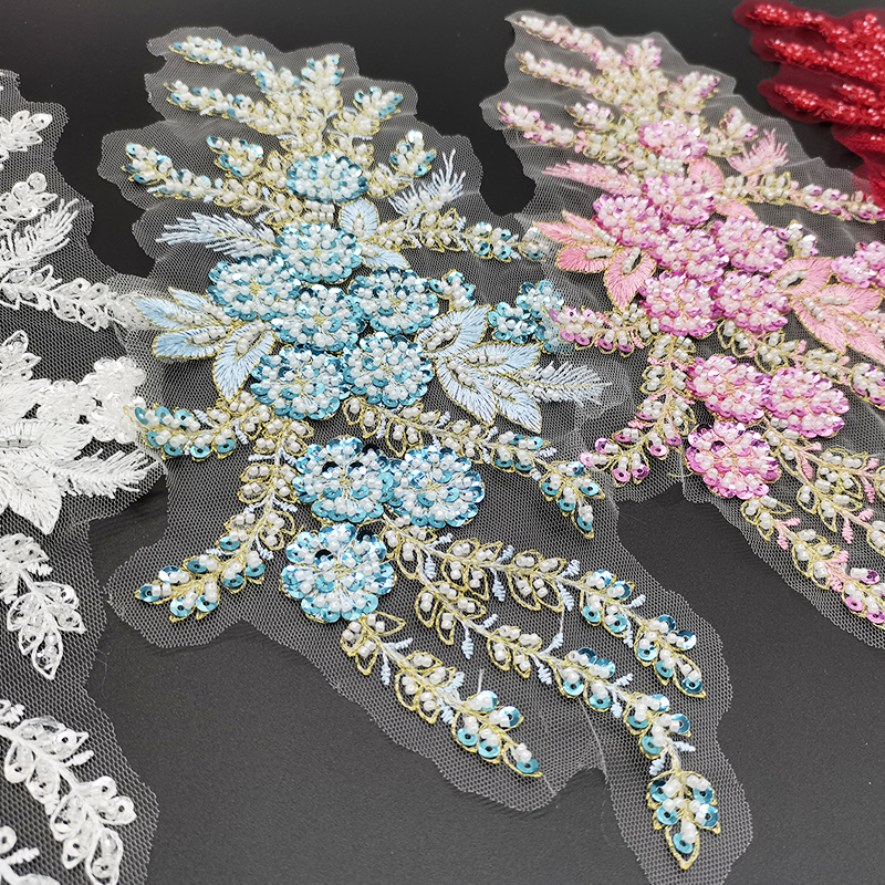 3D Printing On Fabric - 1Pc Beaded Flower Embroidery Fabric Patches