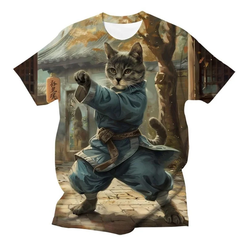 3D Printing Service - Fashion Funny Animal Cat Graphic T-shirt