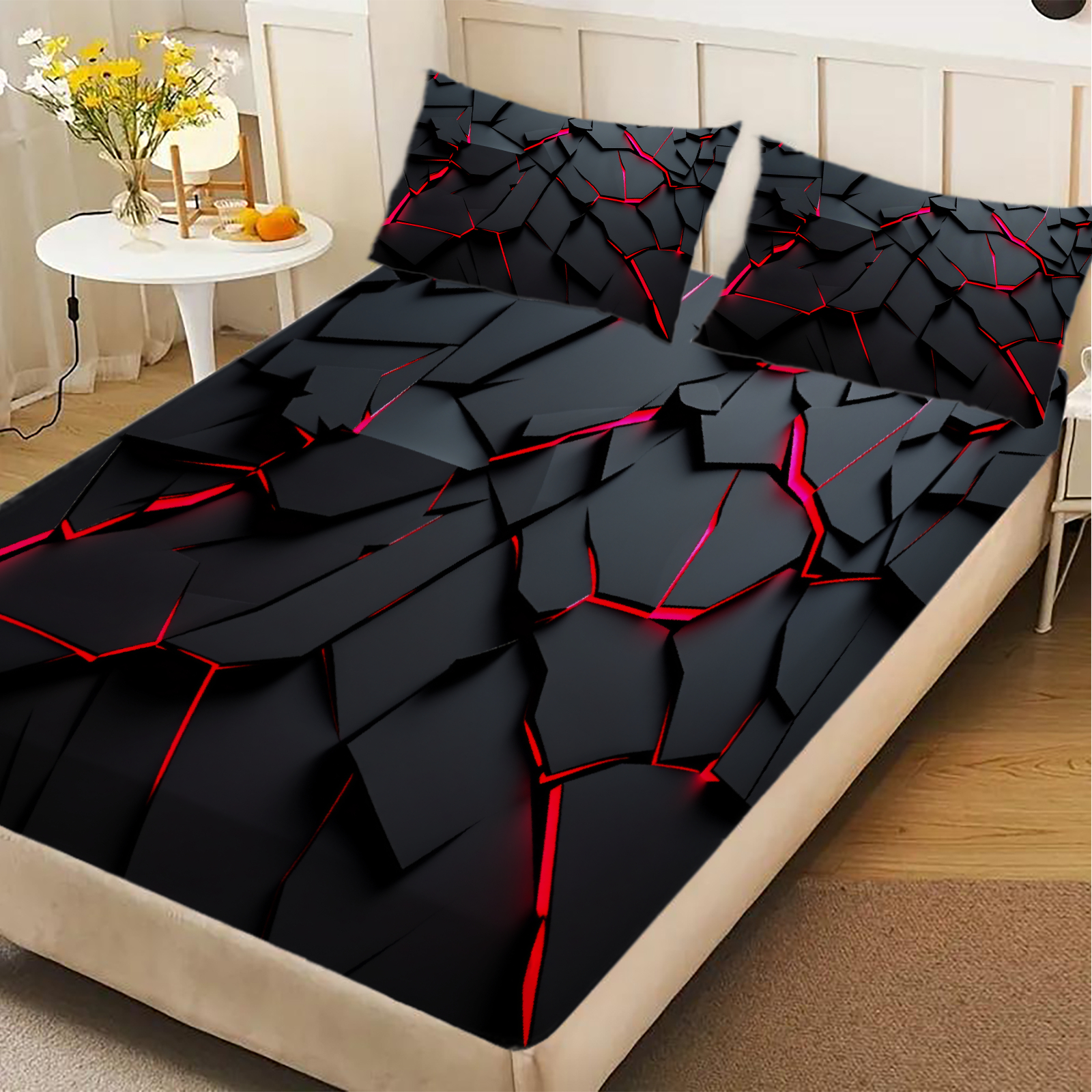 3D Printing House - 3Pcs Lightning Glow Fitted Sheet Set