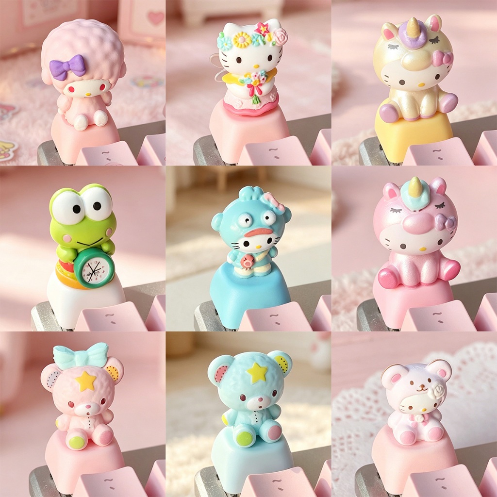 Kawaii Sanrios Keycaps Cute 3D - 3D Printing Keyboard Keys avaliação e preço
