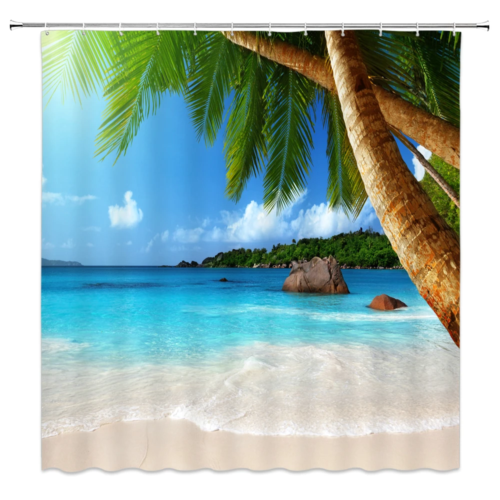 3D Shower Curtain Sunny Beach  - 3D Printing On Fabric avaliação e preço