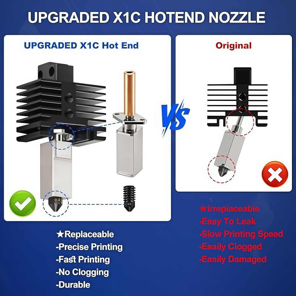 For Bamboo X1/X1C Hotend Kit,H - Nozzle 0.4Mm Hardened avaliação e preço