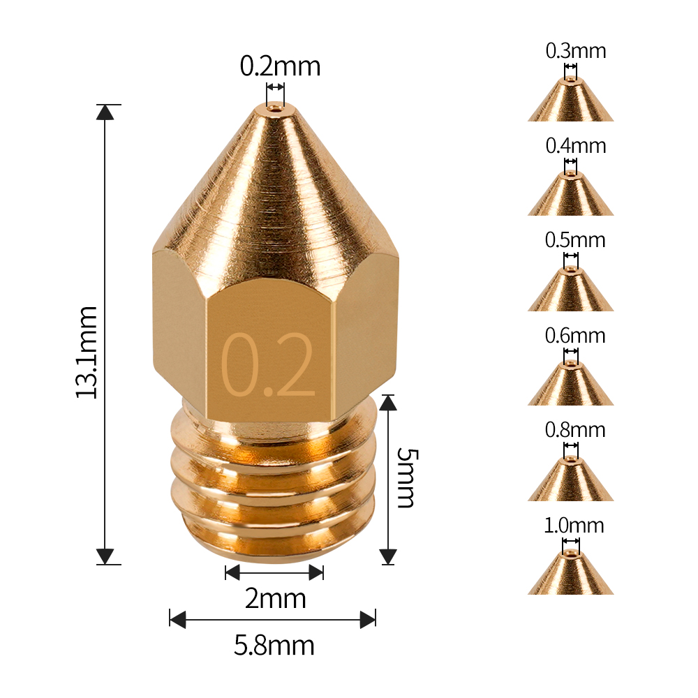 MK7 MK8 Nozzle 0.4mm 0.3mm 0.2 - 3D Printer Nozzle Brass avaliação e preço