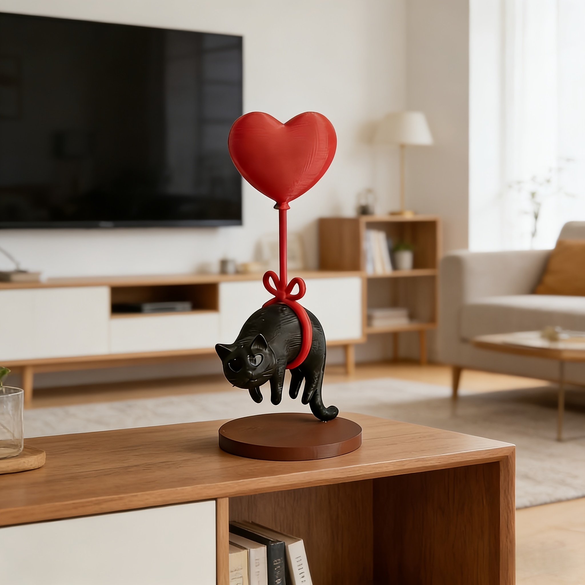 Floating Cat w/ Heart Balloon  - 3D Printing House avaliação e preço