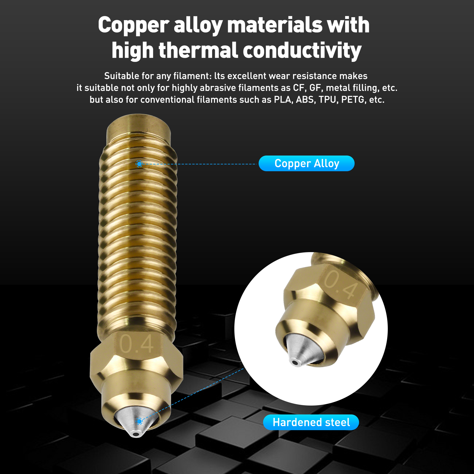 For ELEGOO Centauri Carbon 0.2 - 3D Printer Nozzle Brass avaliação e preço