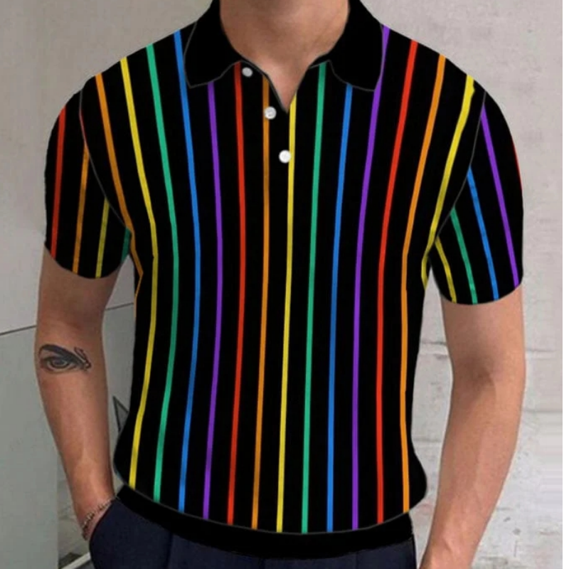 Men's Polo Shirt Gradient rain - 3D Printing On Fabric avaliação e preço