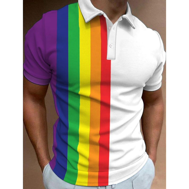 Men's Polo Shirt Gradient rain - 3D Printing On Fabric avaliação e preço