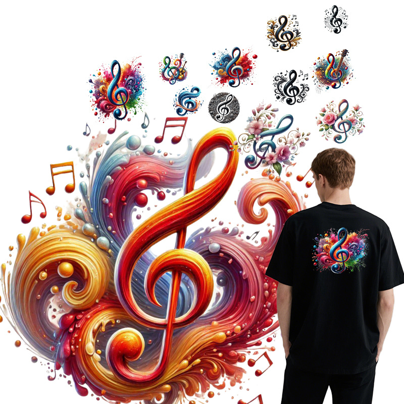 Color music symbols heat trans - 3D Printing On Fabric avaliação e preço