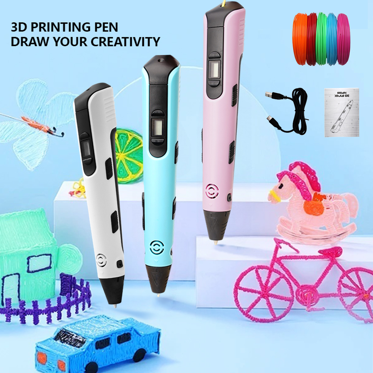 Upgraded 3D Printing Pen 9 Met - 3D Printing Filament avaliação e preço