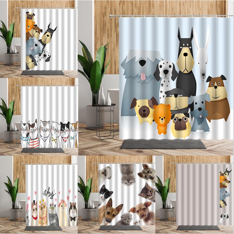 Cartoon Cute Animal Shower Cur - 3D Printing On Fabric avaliação e preço
