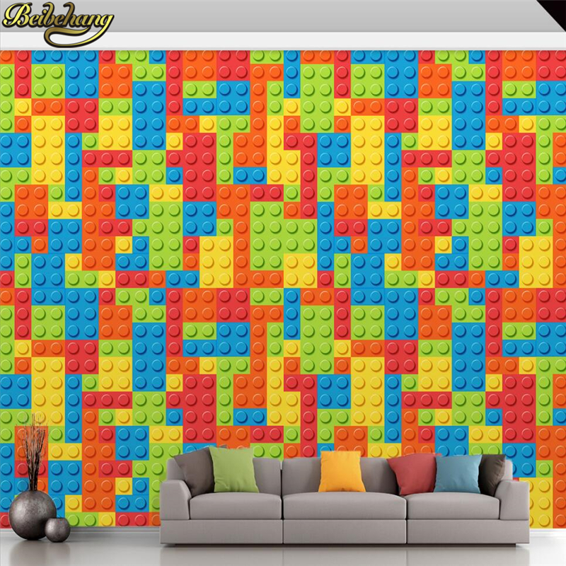 beibehang Custom Photo Wallpap - 3D Printing Lego Bricks avaliação e preço