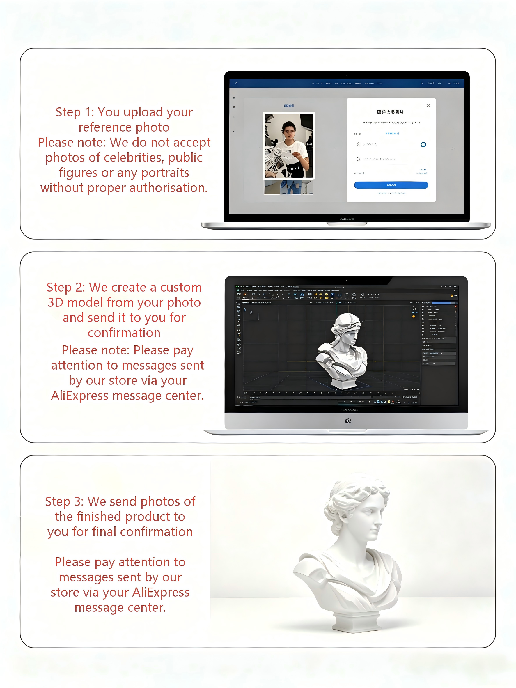 Custom 3D Bust Figurine, Perso - 3D Printing Apps avaliação e preço