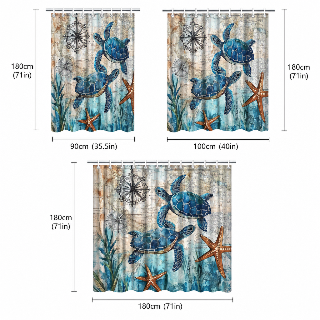 Shower Curtain 1pc Nautical Ma - 3D Printing On Fabric avaliação e preço