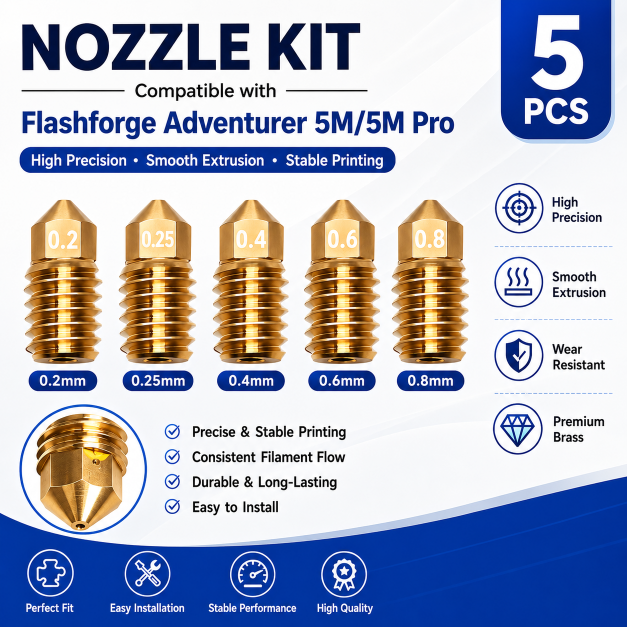 For Flashforge Adventurer 5M ( - Nozzle 0.4Mm Hardened avaliação e preço