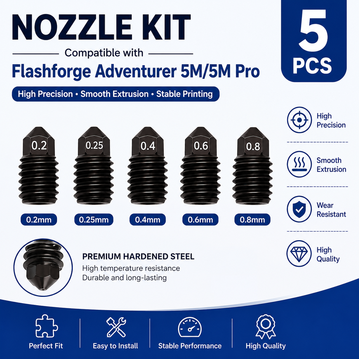For Flashforge Adventurer 5M ( - Nozzle 0.4Mm Hardened avaliação e preço